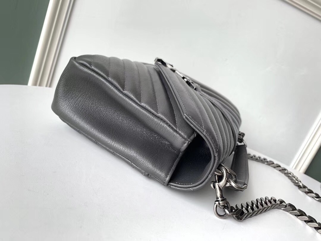 Saint Laurent College Medium Bag In Grey Matelasse Leather 783