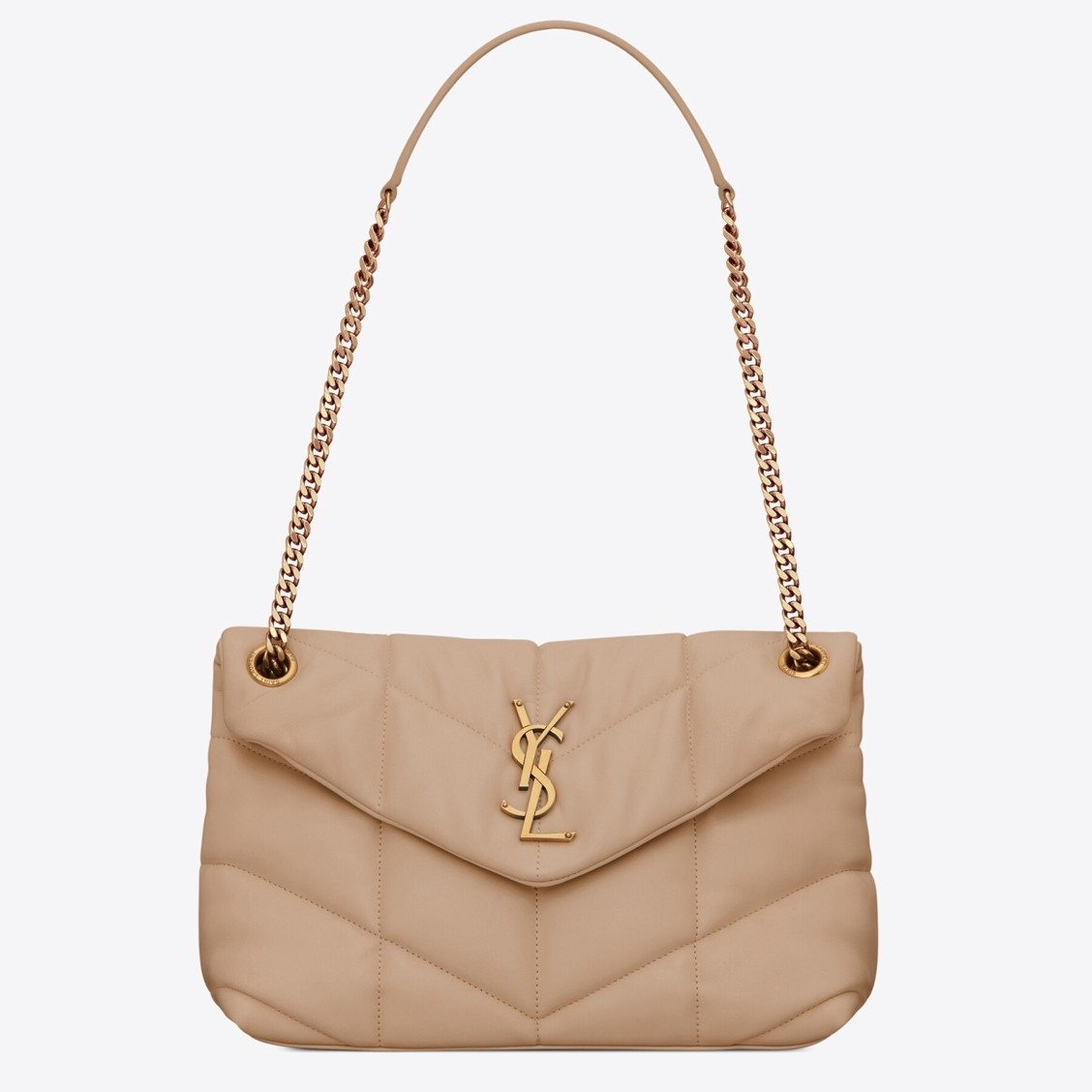 Saint Laurent Small Loulou Puffer Bag In Beige Lambskin 759