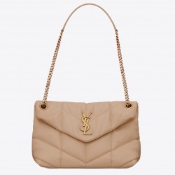 Saint Laurent Small Loulou Puffer Bag In Beige Lambskin 759