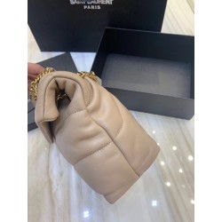 Saint Laurent Small Loulou Puffer Bag In Beige Lambskin 759