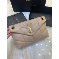 Saint Laurent Small Loulou Puffer Bag In Beige Lambskin 759