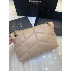 Saint Laurent Small Loulou Puffer Bag In Beige Lambskin 759