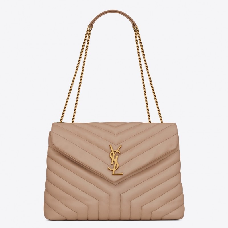 Saint Laurent Loulou Medium Bag In Beige Matelasse Leather 930