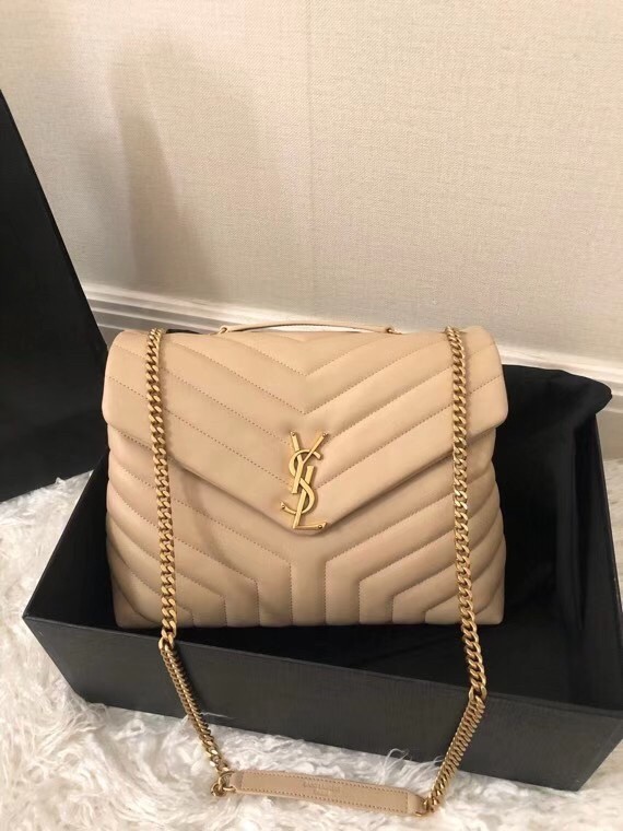 Saint Laurent Loulou Medium Bag In Beige Matelasse Leather 930