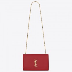 Saint Laurent Medium Kate Bag In Red Grained Leather 952