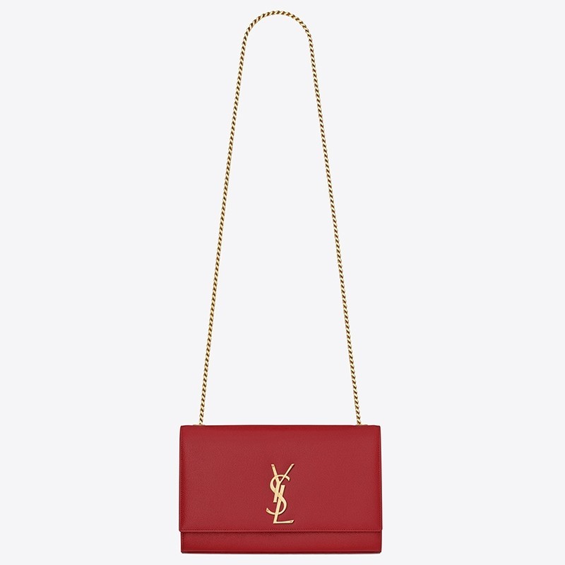 Saint Laurent Medium Kate Bag In Red Grained Leather 952