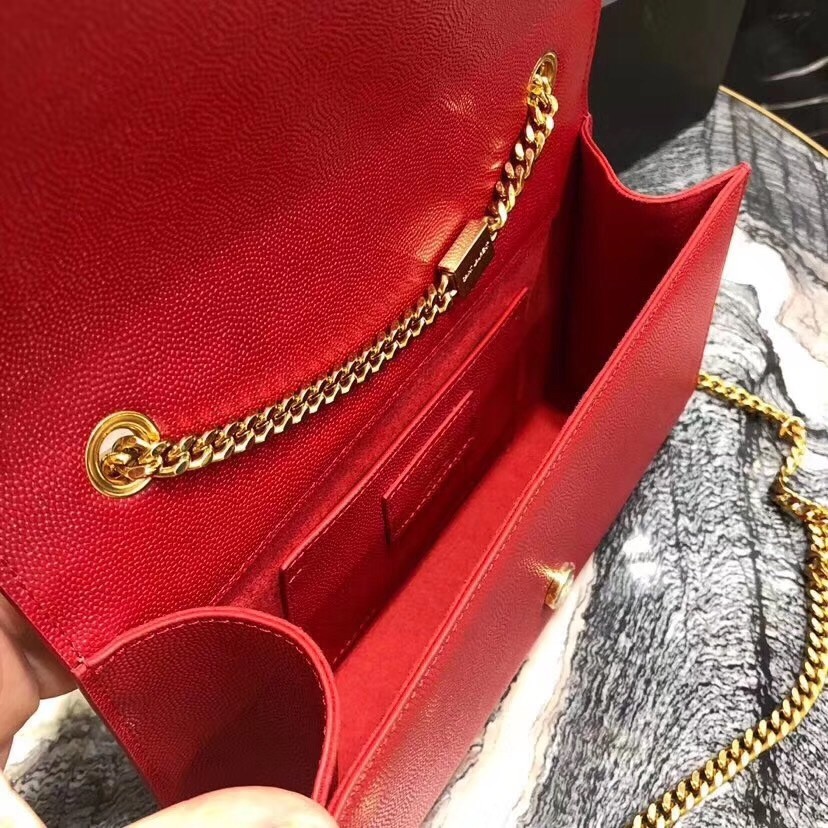 Saint Laurent Medium Kate Bag In Red Grained Leather 952