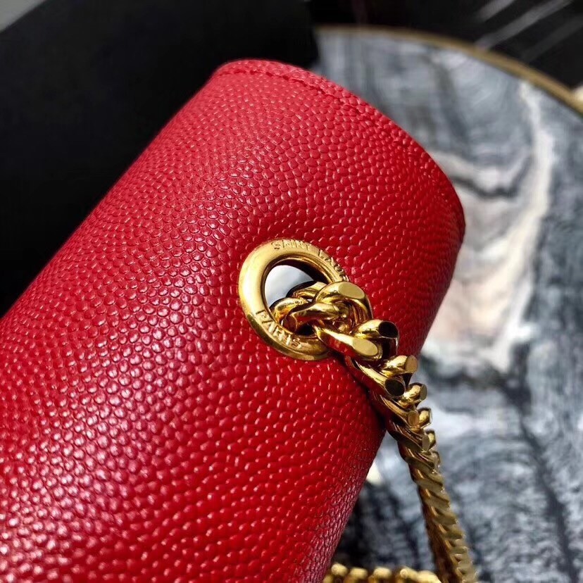 Saint Laurent Medium Kate Bag In Red Grained Leather 952