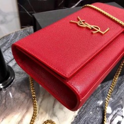 Saint Laurent Medium Kate Bag In Red Grained Leather 952