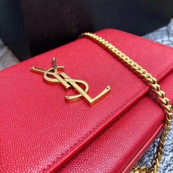 Saint Laurent Medium Kate Bag In Red Grained Leather 952