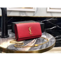 Saint Laurent Medium Kate Bag In Red Grained Leather 952