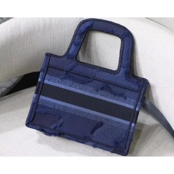 Dior Mini Book Tote Bag In Blue Camouflage Canvas 180