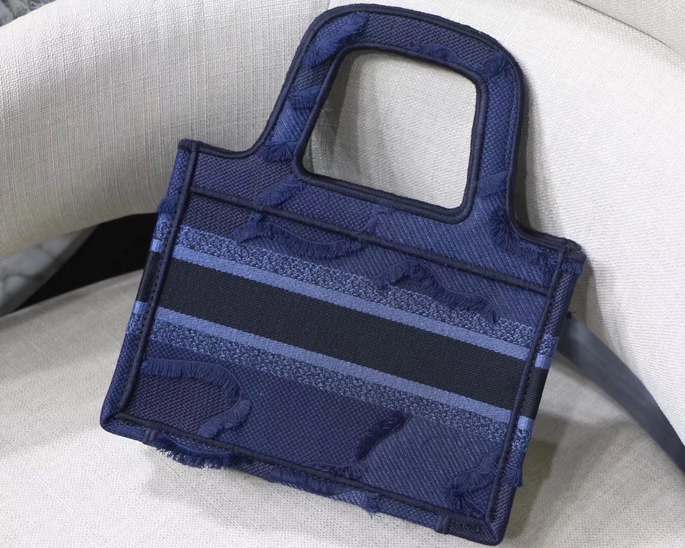 Dior Mini Book Tote Bag In Blue Camouflage Canvas 180