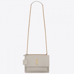 Saint Laurent Sunset Medium Bag In White Calfskin 483