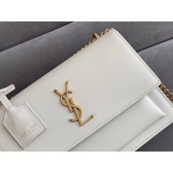 Saint Laurent Sunset Medium Bag In White Calfskin 483