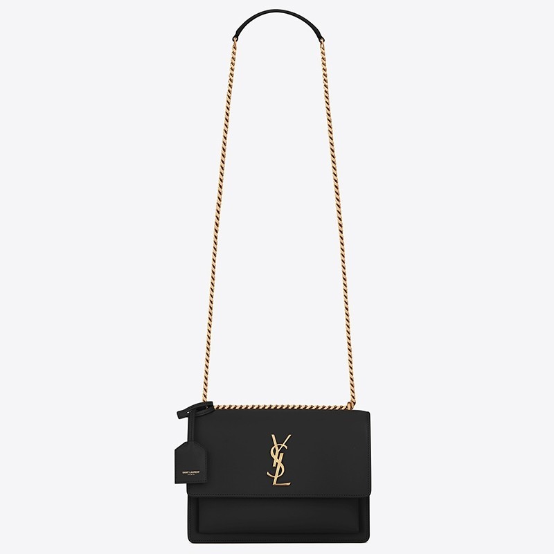 Saint Laurent Sunset Medium Bag In Black Calfskin 016