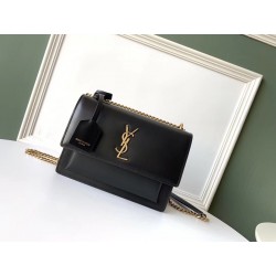 Saint Laurent Sunset Medium Bag In Black Calfskin 016