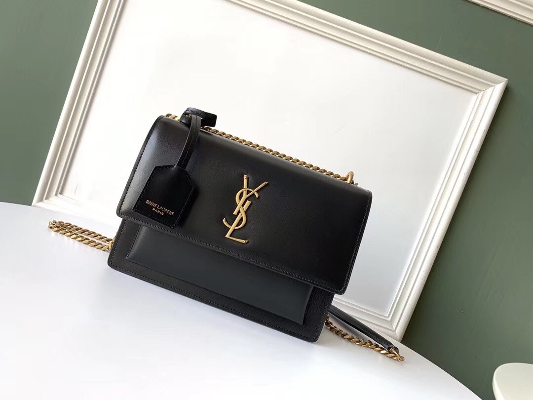 Saint Laurent Sunset Medium Bag In Black Calfskin 016