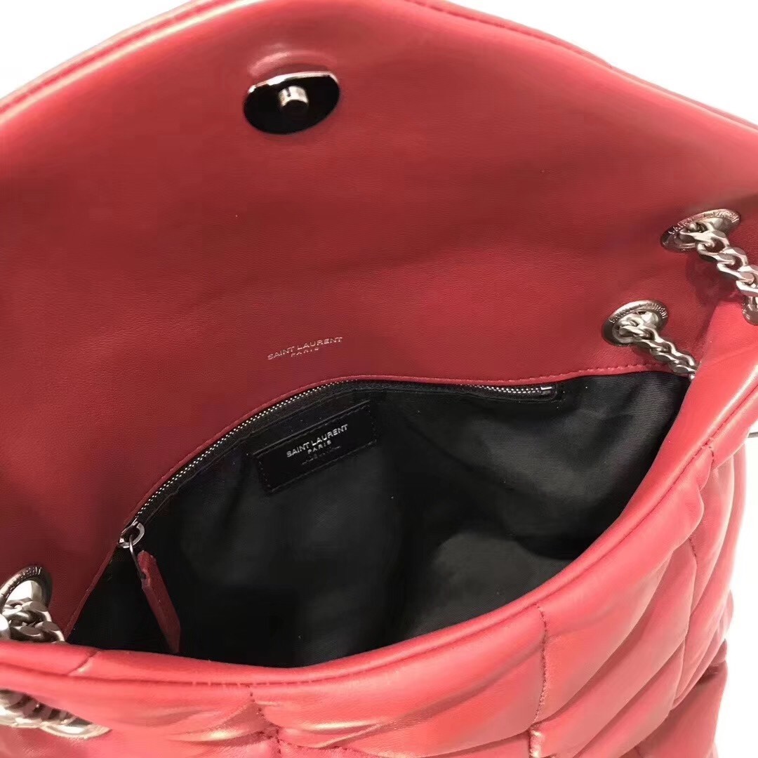 Saint Laurent Loulou Puffer Small Bag In Red Lambskin 026