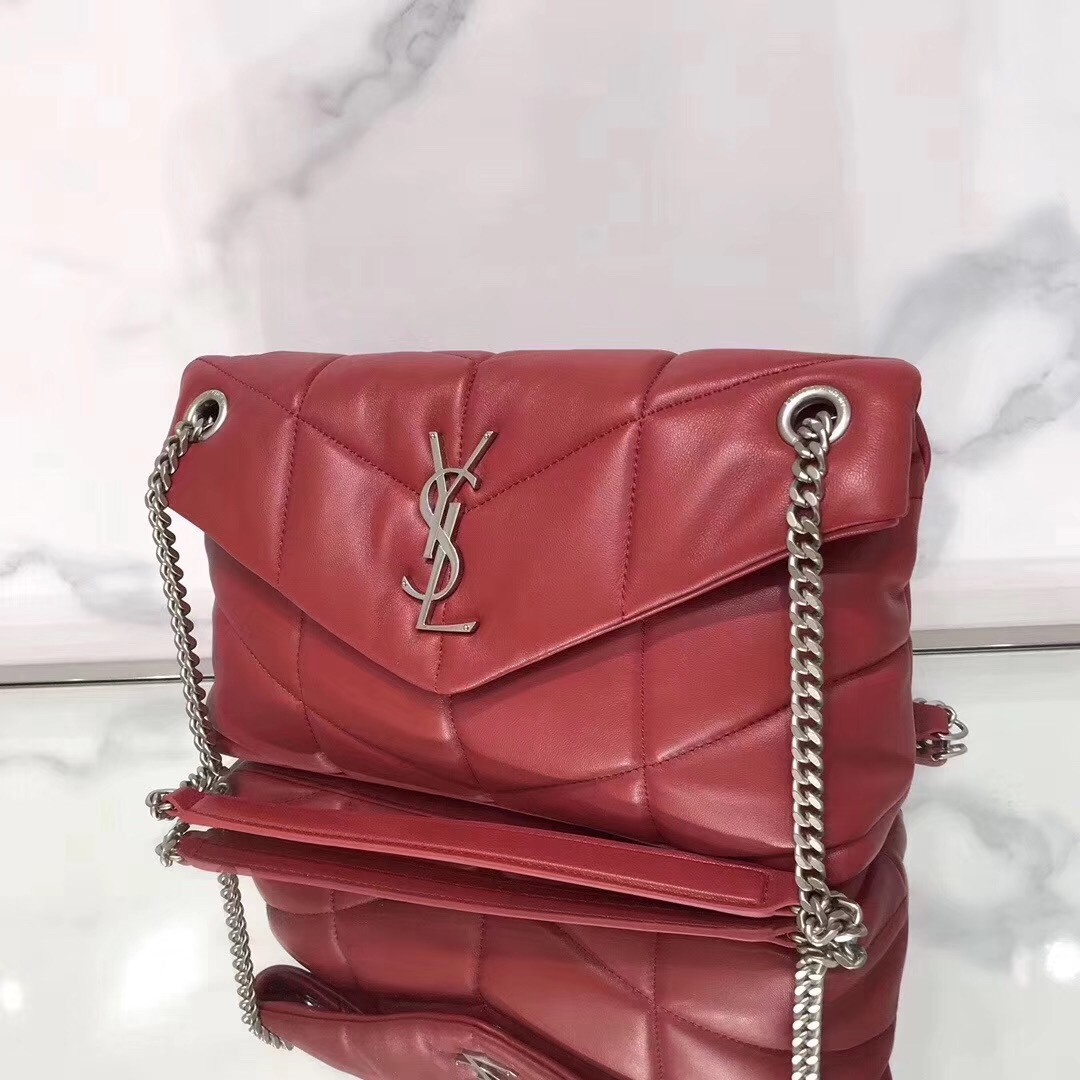 Saint Laurent Loulou Puffer Small Bag In Red Lambskin 026