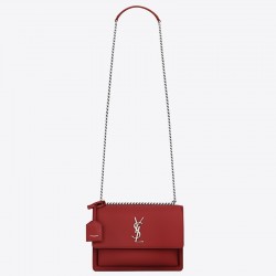 Saint Laurent Sunset Medium Bag In Red Calfskin 898