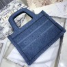 Dior Mini Book Tote Bag In Denim Blue Oblique Canvas 440