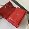 Saint Laurent Sunset Medium Bag In Red Crocodile Embossed Leather 913