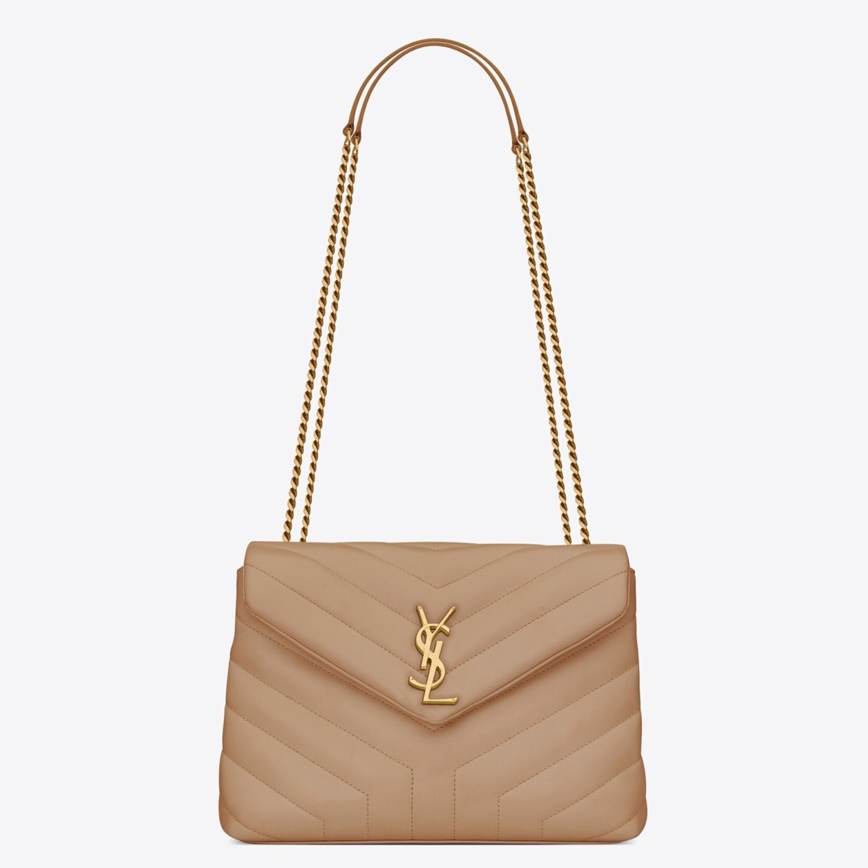 Saint Laurent Loulou Small Bag In Dark Beige Leather 985