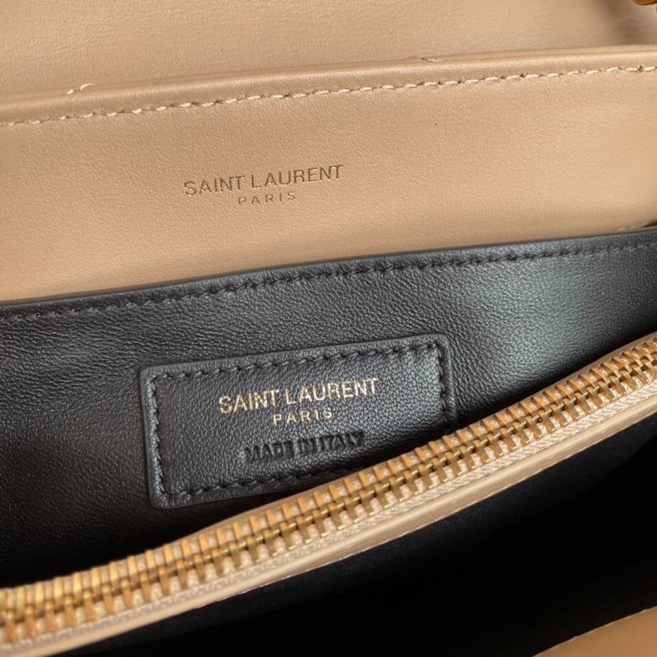 Saint Laurent Loulou Small Bag In Dark Beige Leather 985