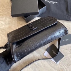 Saint Laurent Niki Body Bag In Black Croco-Embossed Leather 234