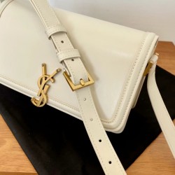 Saint Laurent Solferino Medium Bag In White Calfskin 283