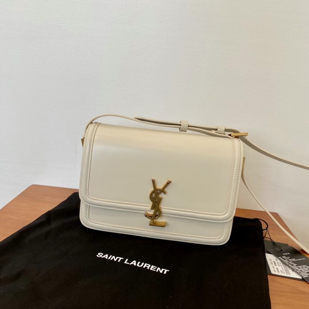 Saint Laurent Solferino Medium Bag In White Calfskin 283