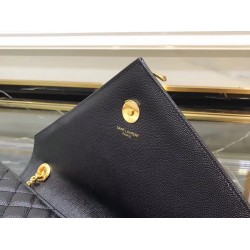 Saint Laurent Envelope Large Bag In Black Grained Leather 304