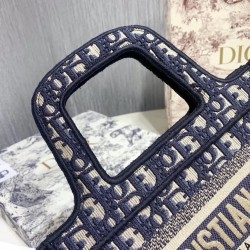 Dior Mini Book Tote Bag In Blue Oblique Canvas 160