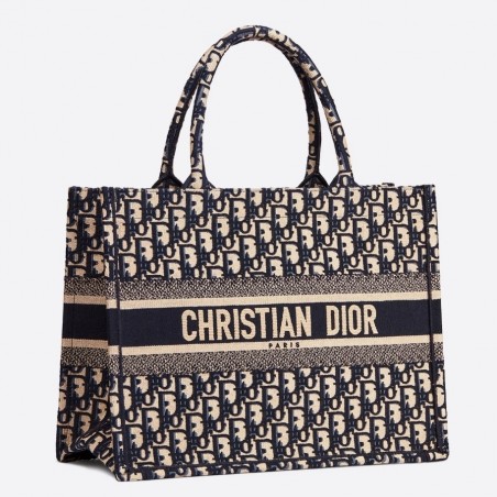 Dior Small Book Tote Bag In Blue Oblique Canvas 191