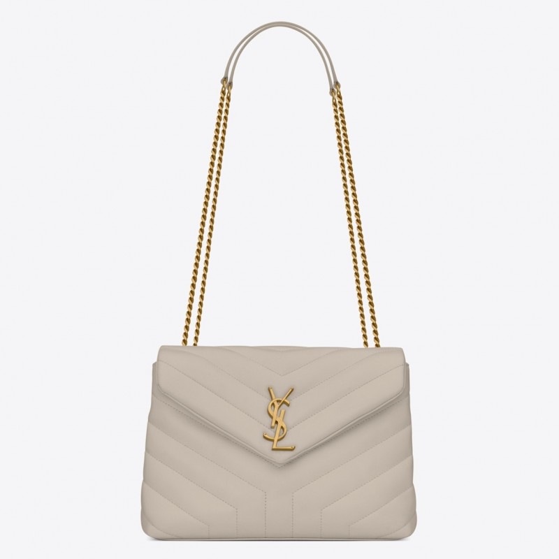 Saint Laurent Loulou Small Bag In White Matelasse Leather 903