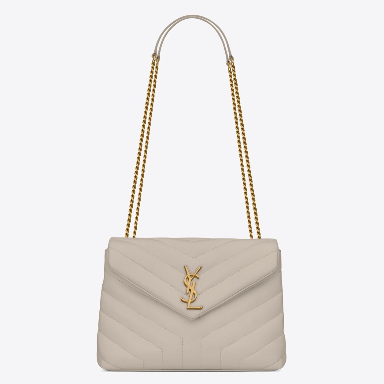 Saint Laurent Loulou Small Bag In White Matelasse Leather 903