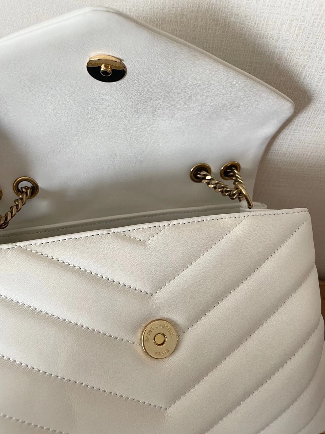 Saint Laurent Loulou Small Bag In White Matelasse Leather 903