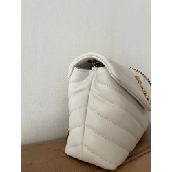 Saint Laurent Loulou Small Bag In White Matelasse Leather 903