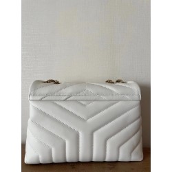 Saint Laurent Loulou Small Bag In White Matelasse Leather 903