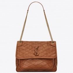 Saint Laurent Medium Niki Bag In Brown Calfskin 928