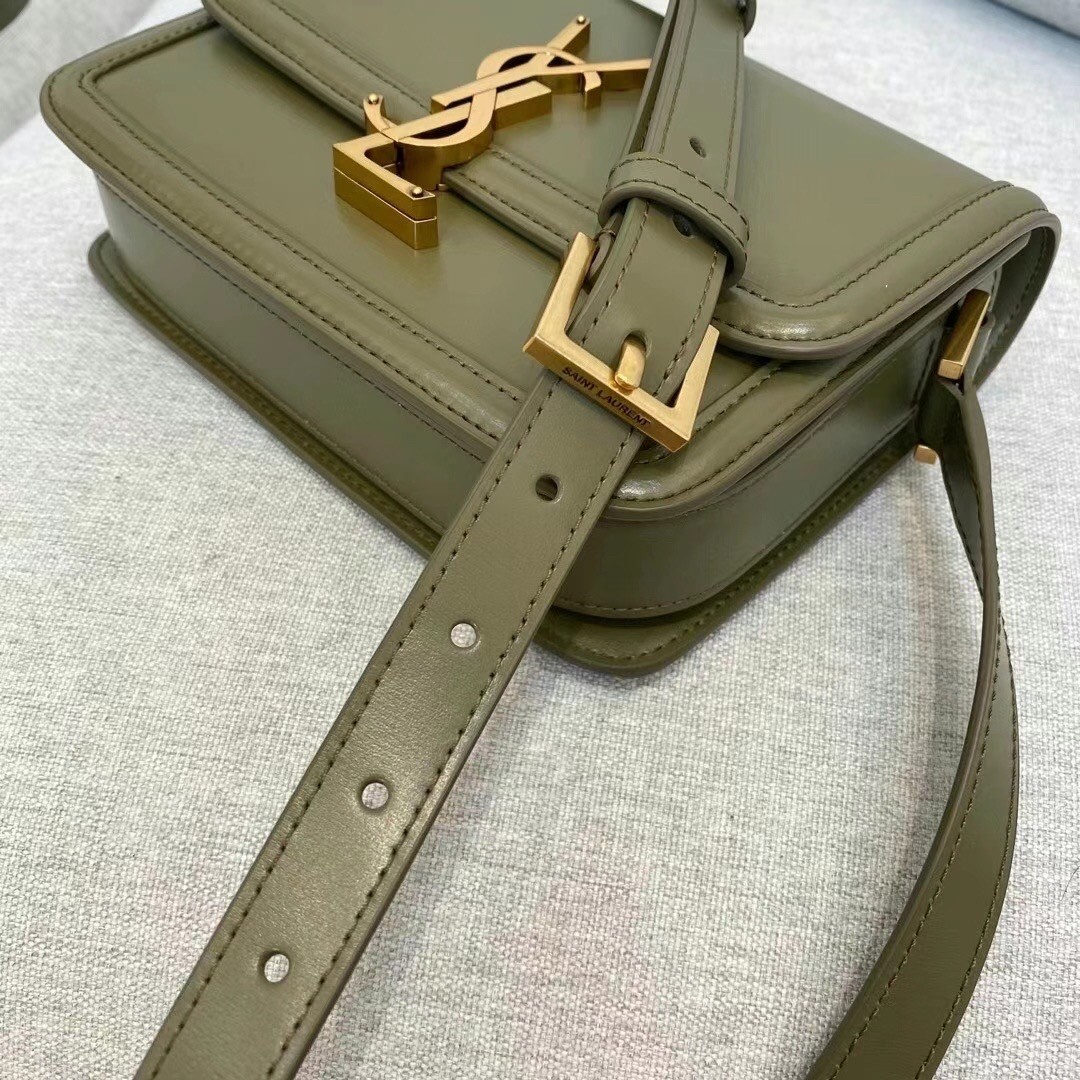 Saint Laurent Solferino Small Bag In Khaki Calfskin 974