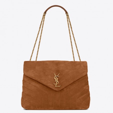 Saint Laurent Loulou Medium Bag In Brown Suede Leather 963