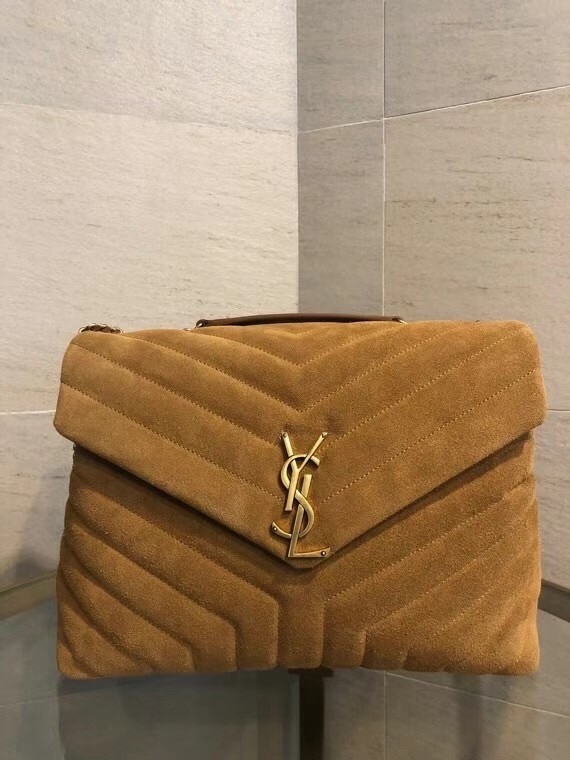 Saint Laurent Loulou Medium Bag In Brown Suede Leather 963