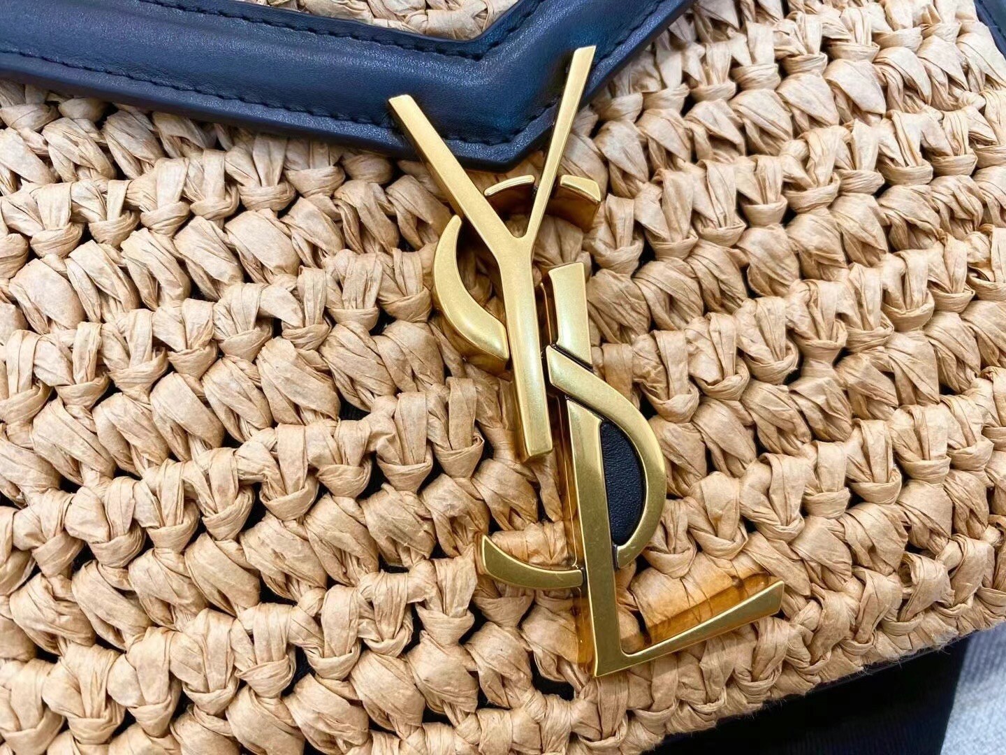 Saint Laurent Cassandra Mini Top Handle Bag In Raffia 822