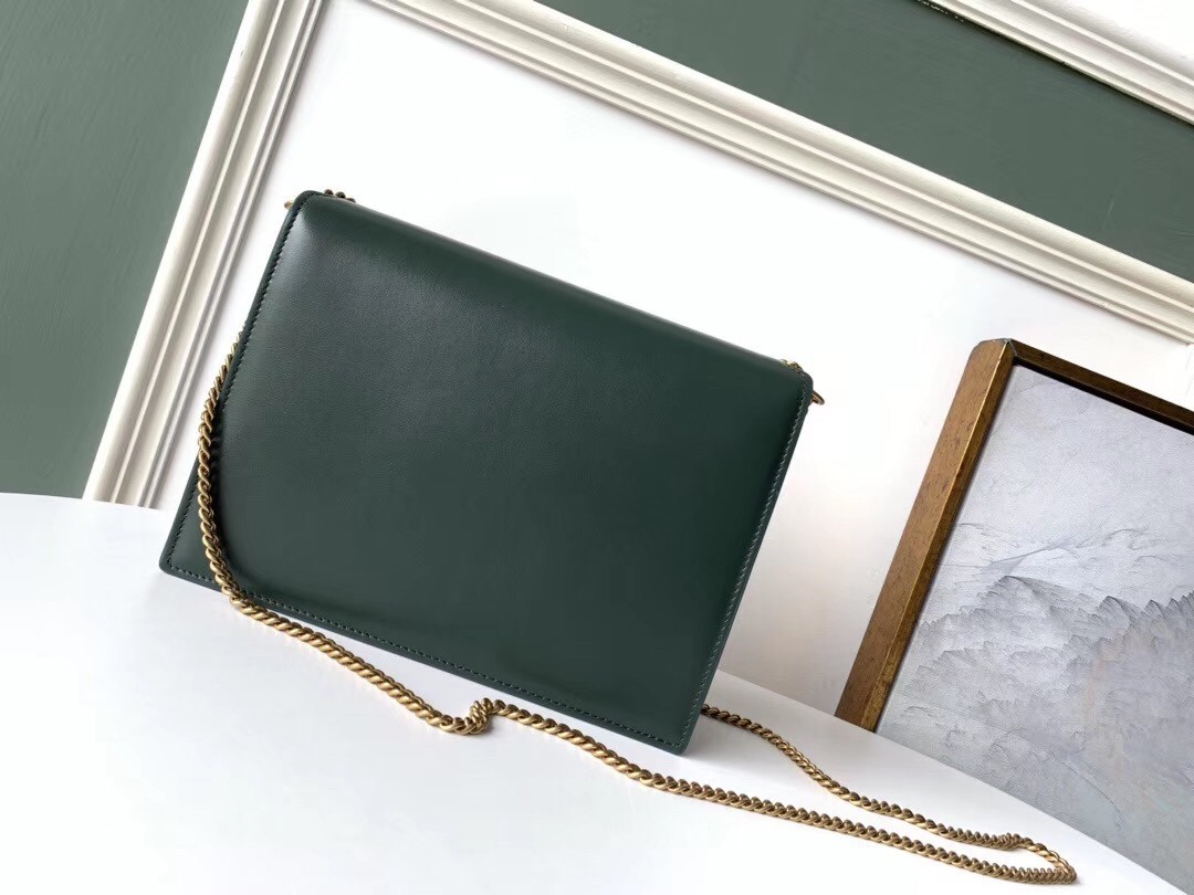 Saint Laurent Dark Green Cassandra Monogram Clasp Bag 219