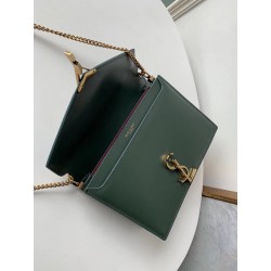 Saint Laurent Dark Green Cassandra Monogram Clasp Bag 219