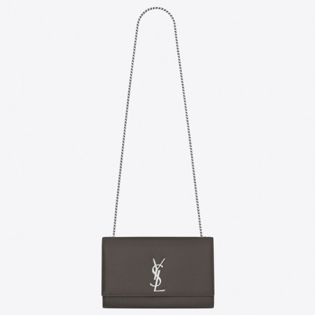 Saint Laurent Medium Kate Bag In Grey Grained Leather 255