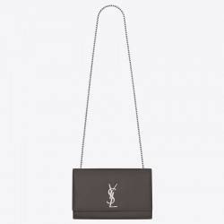 Saint Laurent Medium Kate Bag In Grey Grained Leather 255