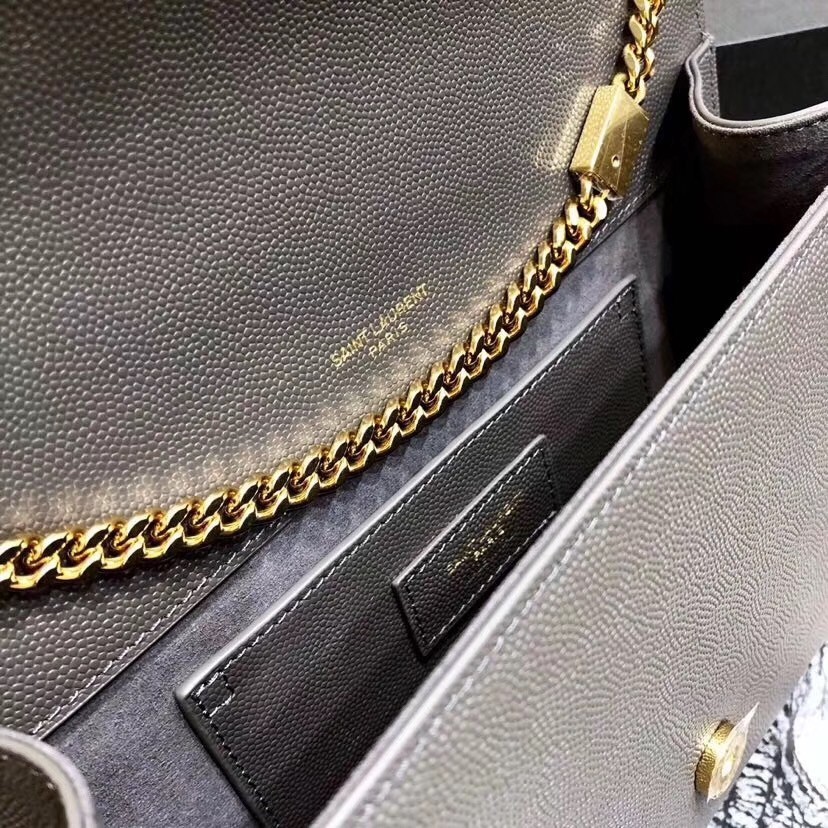 Saint Laurent Medium Kate Bag In Grey Grained Leather 255